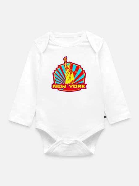 New York - Baby Bio-Langarm-Body - Weiß