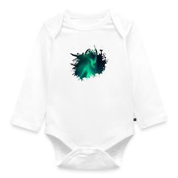 Nordpol Polarlicht Aurora Farbfleck - Baby Bio-Langarm-Body - Weiß - Vorne