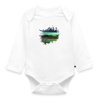 Nordpool Aurore Boréale Tache de couleur - Body Bébé bio manches longues - blanc - Devant
