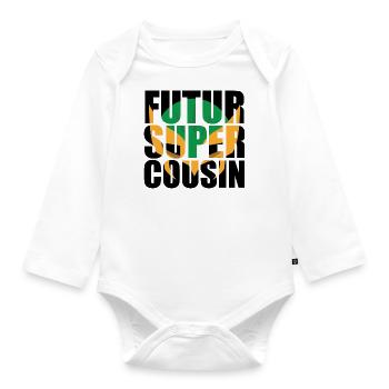 futur super cousin - Body Bébé bio manches longues - blanc - Devant