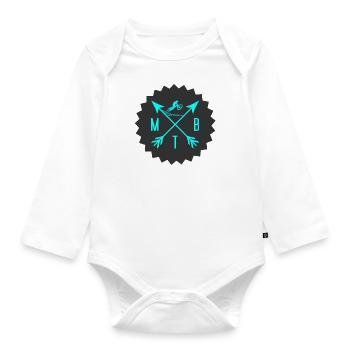 MTB downhill Mountainbike Ribbon, Banners, Shapes - Baby Bio-Langarm-Body - Weiß - Vorne