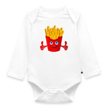 Happy Fries (Pommes) - Baby Bio-Langarm-Body - Weiß - Vorne
