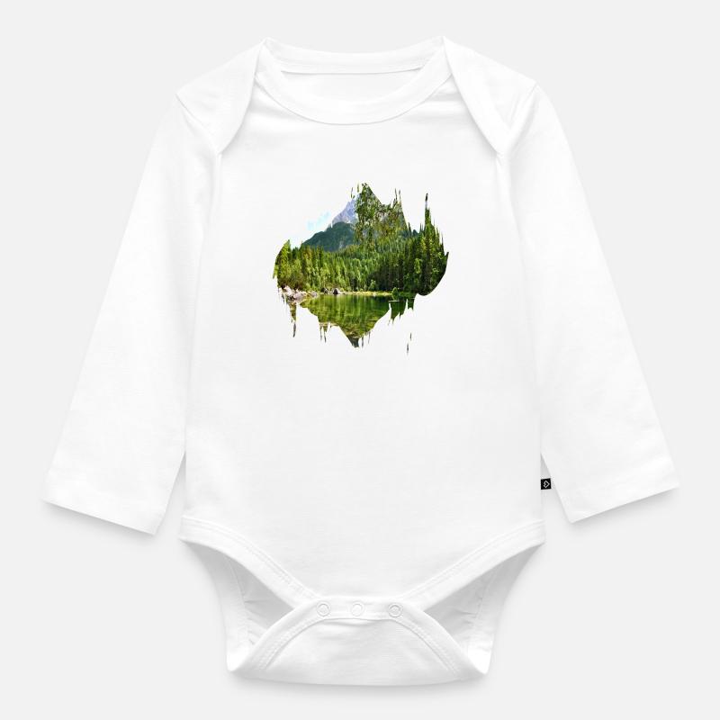 Farbfleck Splash Naturlandschaft - Baby Bio-Langarm-Body - Weiß
