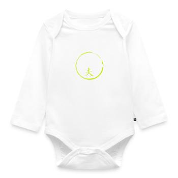 Cercle kanji shaolin kung fu - Body Bébé bio manches longues - blanc - Devant
