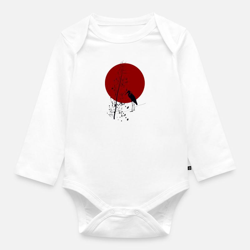Soleil rouge - Body Bébé bio manches longues - blanc