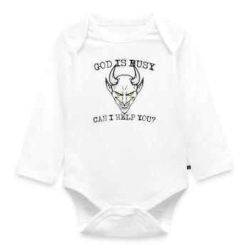 GOD IS BUSY CAN I HELP YOU TUMBLR SATAN SHIRT - Baby Bio-Langarm-Body - Weiß - Vorne
