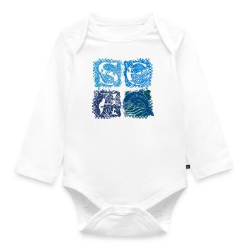 Squares (SEA) - Organic Longsleeve Baby Bodysuit - white - Front