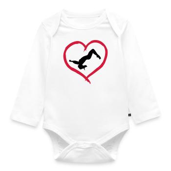 Gymnast, Gymnastics Heart & Backflip - Organic Longsleeve Baby Bodysuit - white - Front