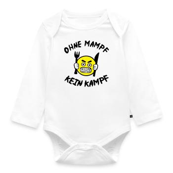 Ohne Mampf kein Kampf - Baby Bio-Langarm-Body - Weiß - Vorne