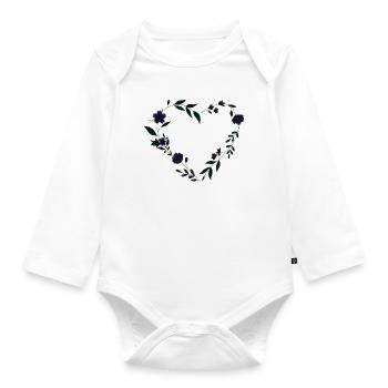 Coeur - Fleur - Coeur - Fleurs - Body Bébé bio manches longues - blanc - Devant
