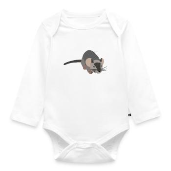 Graue Maus - Baby Bio-Langarm-Body - Weiß - Vorne