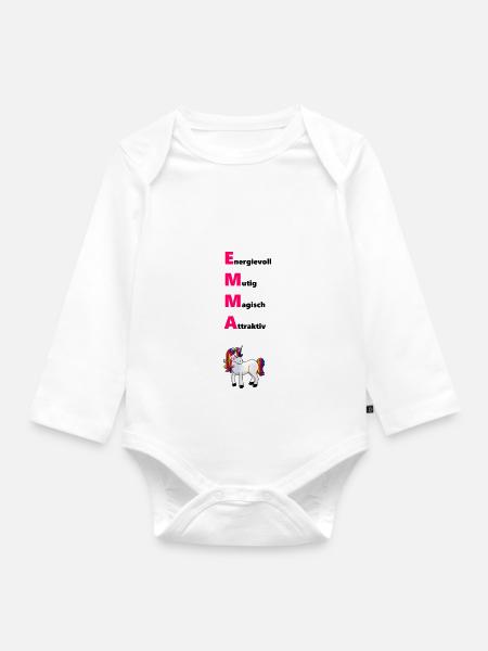 Emma - Baby Bio-Langarm-Body - Weiß