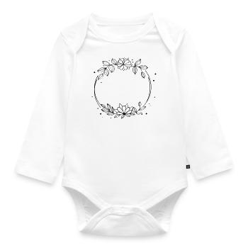 Personalisierbar Lieblicher Kranz - Baby Bio-Langarm-Body - Weiß - Vorne