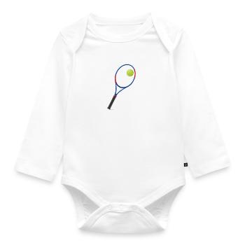 Tennisschläger mit Ball - Baby Bio-Langarm-Body - Weiß - Vorne