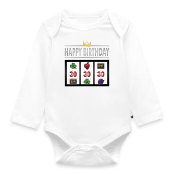 Happy Birthday jackpot 30 years, round birthday - Organic Longsleeve Baby Bodysuit - white - Front