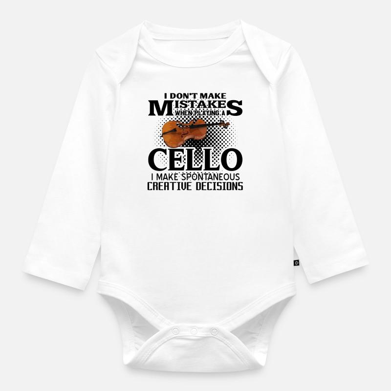 Violoncelle - Body Bébé bio manches longues - blanc