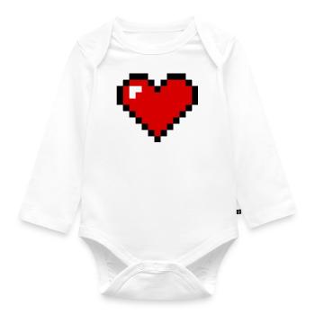 coeur de pixel - Body Bébé bio manches longues - blanc - Devant