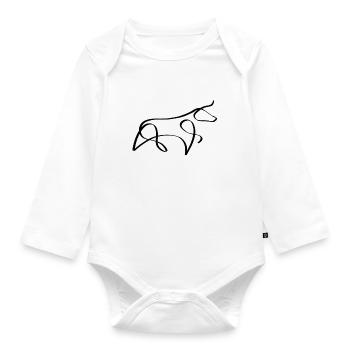 One line bull black - Organic Longsleeve Baby Bodysuit - white - Front