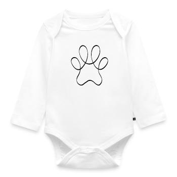 One line paw black - Organic Longsleeve Baby Bodysuit - white - Front