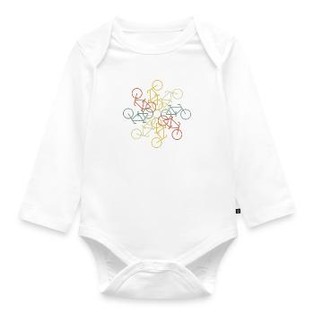 Rotating bicycles - Organic Longsleeve Baby Bodysuit - white - Front