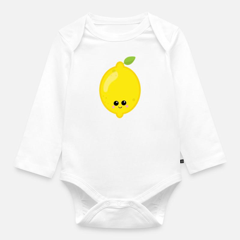 Zitrone - Baby Bio-Langarm-Body - Weiß