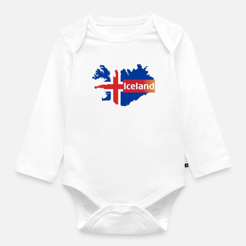 Islande - Body Bébé bio manches longues - blanc