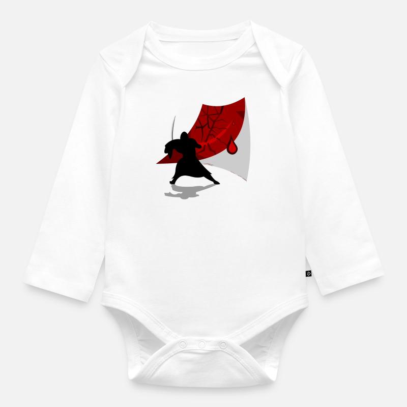 Ninja - Organic Longsleeve Baby Bodysuit - white