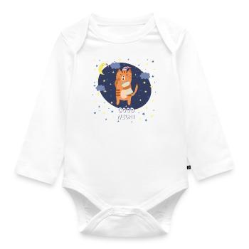 Gute Nacht / Katze - Baby Bio-Langarm-Body - Weiß - Vorne