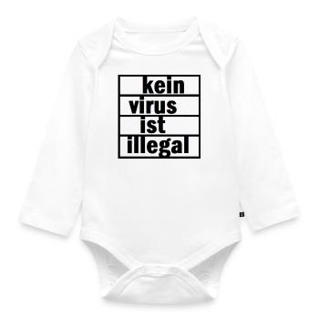 Kein Virus ist illegal - Baby Bio-Langarm-Body - Weiß - Vorne