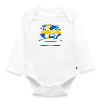 Sweden fishing - Organic Longsleeve Baby Bodysuit - white - Front