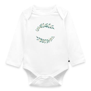 Customizable half ring green gold 2 - Organic Longsleeve Baby Bodysuit - white - Front