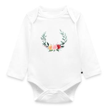 Couronne florale d'été, personnalisable - Body Bébé bio manches longues - blanc - Devant