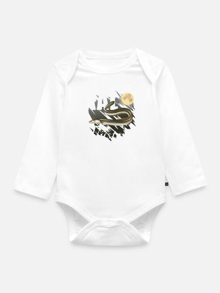 Aal Flüsterer - Vollmond - Baby Bio-Langarm-Body - Weiß