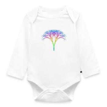 Arbre avec spectre arc-en-ciel - Body Bébé bio manches longues - blanc - Devant