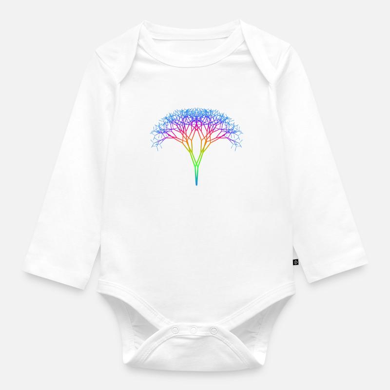 Tree with rainbow spectrum - Organic Longsleeve Baby Bodysuit - white