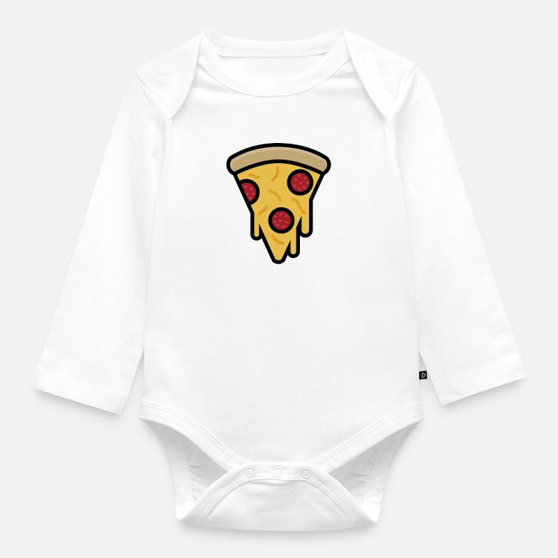 Tranche de pizza - Body Bébé bio manches longues - blanc