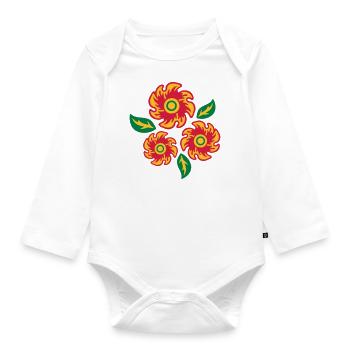 drei Blumensträuße - Baby Bio-Langarm-Body - Weiß - Vorne