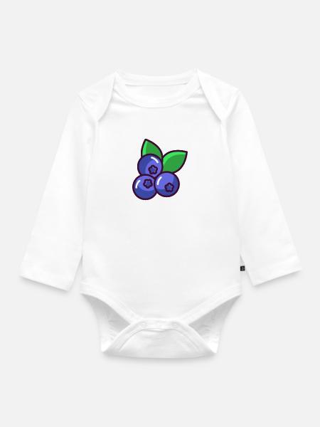 Blaubeere - Baby Bio-Langarm-Body - Weiß
