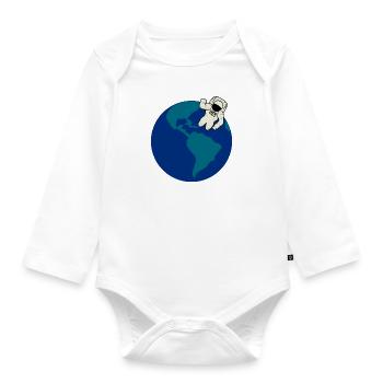 Astronaute, voyage dans l'espace, terre, astronaute, espace - Body Bébé bio manches longues - blanc - Devant