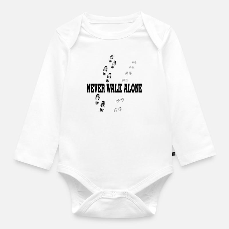never walk alone - Organic Longsleeve Baby Bodysuit - white