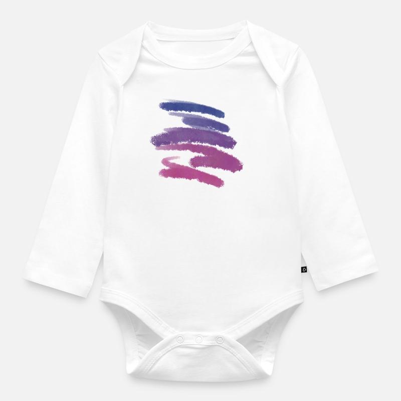 Rayures basiques bleu rose - Body Bébé bio manches longues - blanc