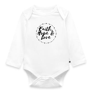 Faith, Hope & Love - Organic Longsleeve Baby Bodysuit - white - Front