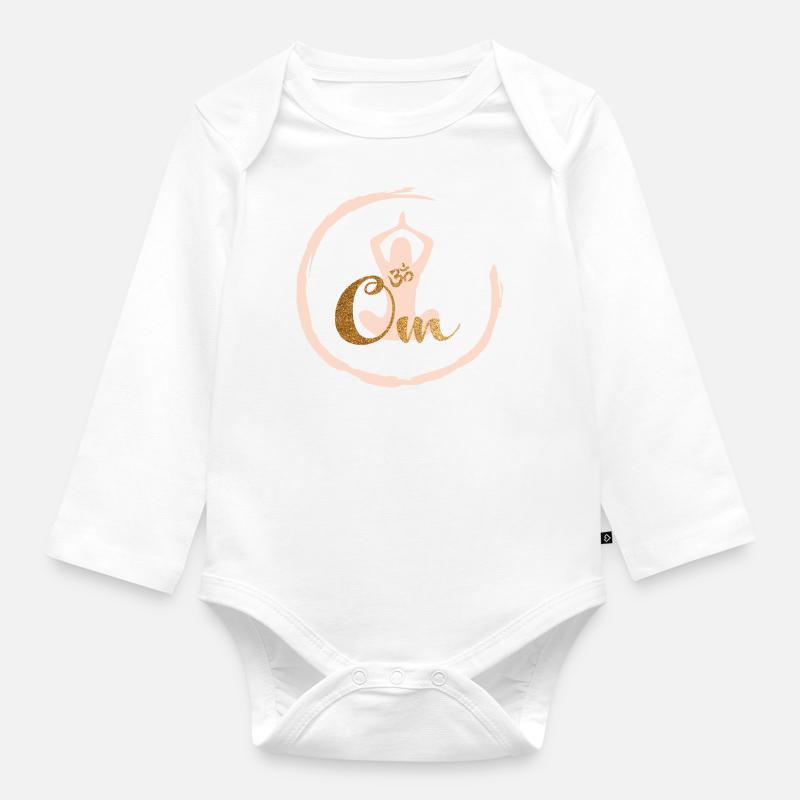 Yoga OM oro - Body ecologico per neonato a manica lunga - bianco