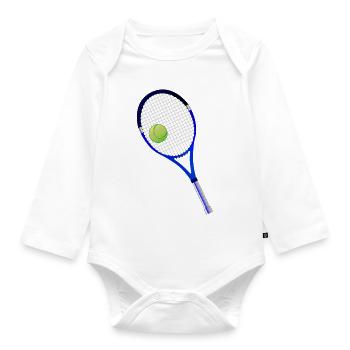 Tennis Racket And Ball - Organic Longsleeve Baby Bodysuit - white - Front