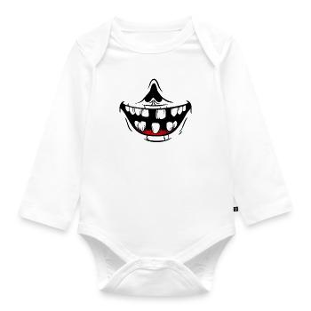 Evil clown, horror clown, psycho killer clown - Organic Longsleeve Baby Bodysuit - white - Front