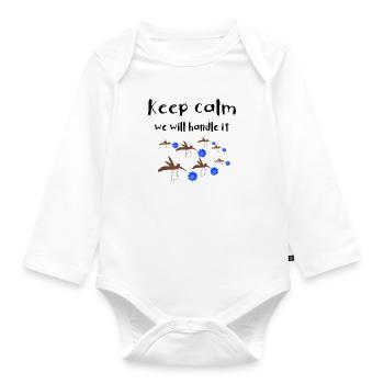 Corona mosquito saying - Organic Longsleeve Baby Bodysuit - white - Front