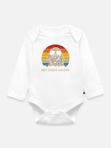 Vintage bester Pudel Papa aller Zeiten Hund Papa Vater - Baby Bio-Langarm-Body - Weiß