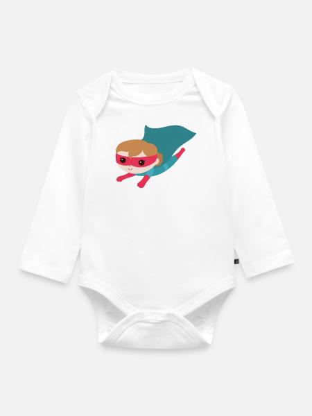 Superheld Mädchen - Baby Bio-Langarm-Body - Weiß