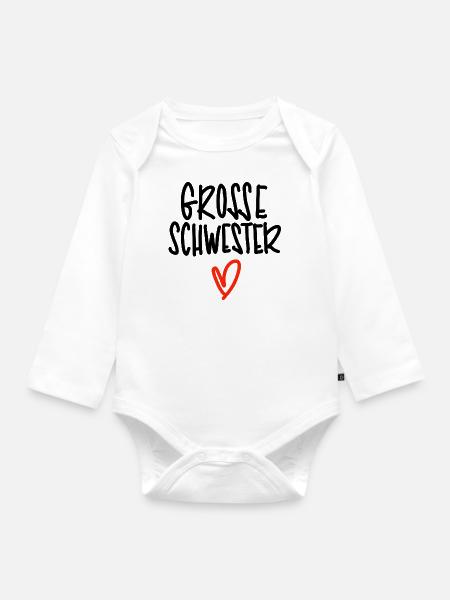 Grosse Schwester - Baby Bio-Langarm-Body - Weiß