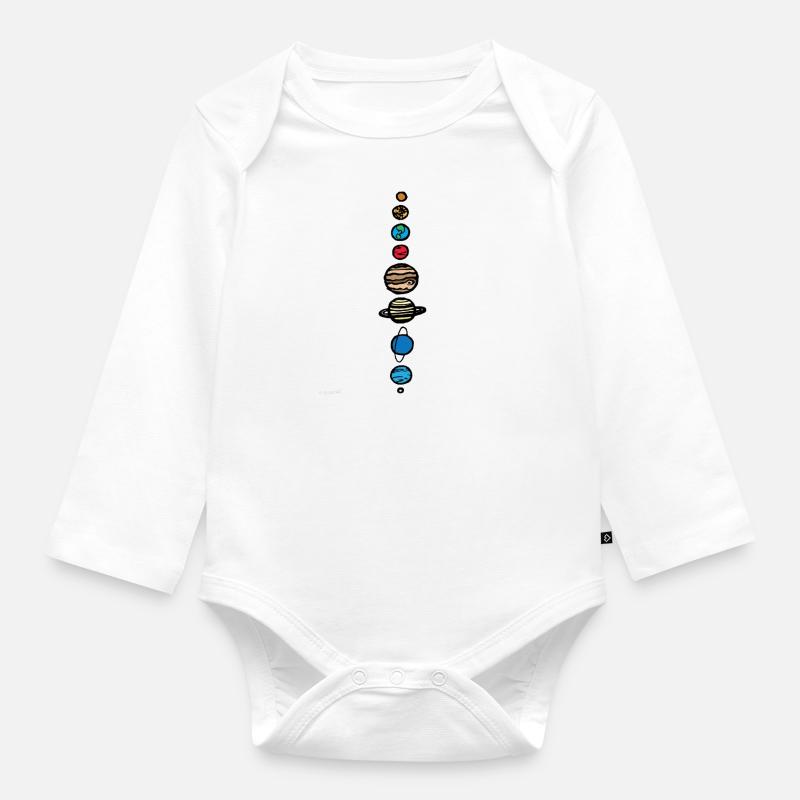 Planeten - Baby Bio-Langarm-Body - Weiß